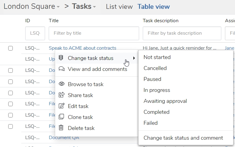 table-view-status-change