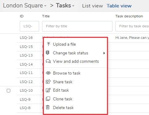 task title click table view